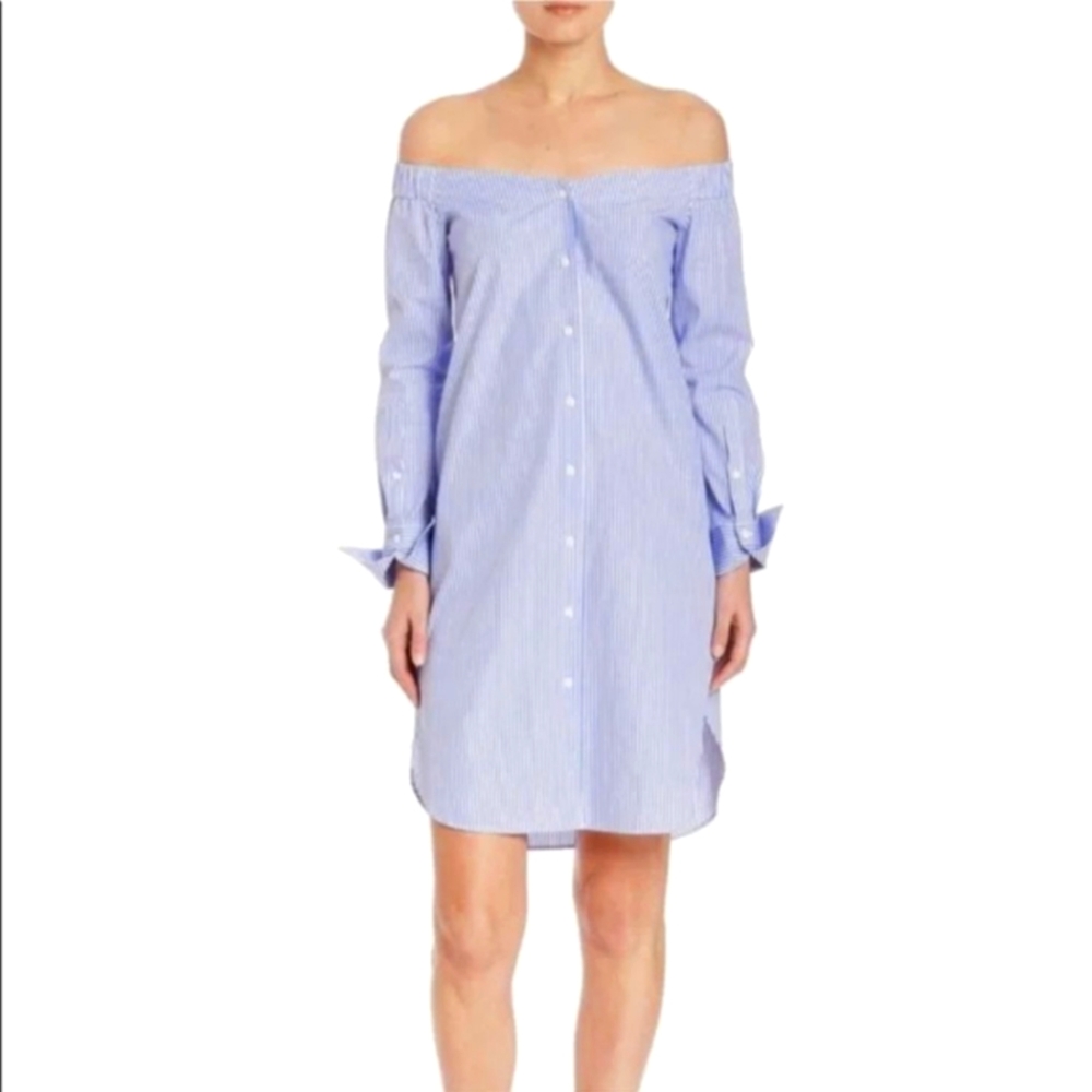 Rag & Bone Striped Off Shoulder Shirt Dress